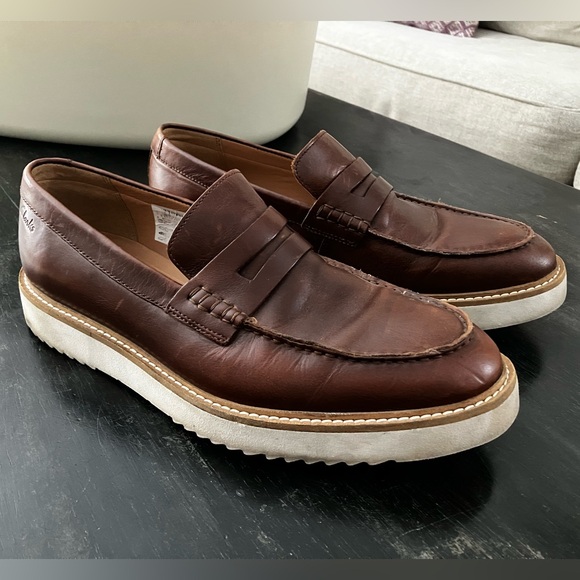 Clark’s “Ernest Free” slip on loafers brown leather size 8.5 men’s Oxford shoe - Picture 2 of 10